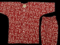 義若オリジナル 子供鯉口シャツ ダボシャツ 唐草・からくさ(エンジ系)